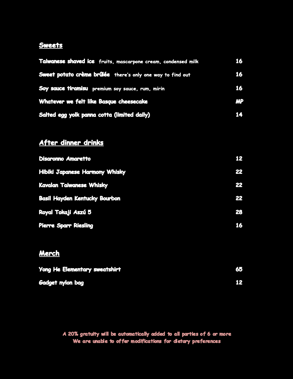Jaba dessert menu 033126